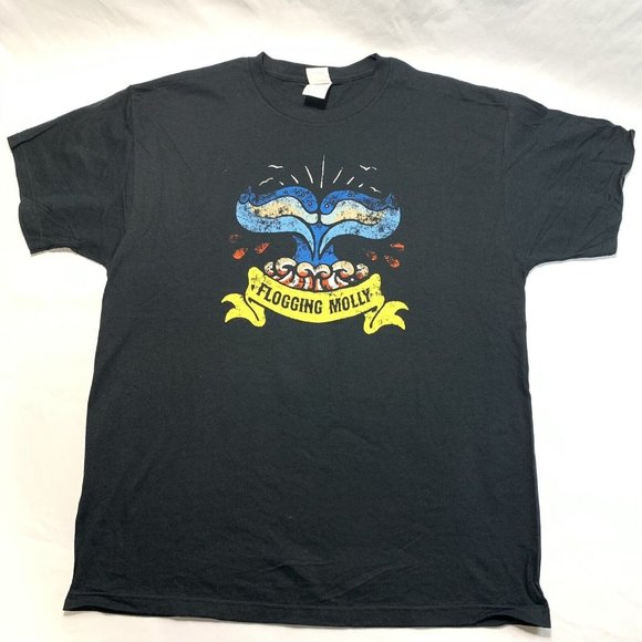 Flogging Molly Shirt Adult Extra Large Black Graphic Band Tee - Picture 2 of 5